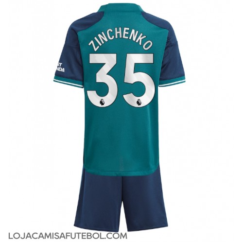 Camisa de Futebol Arsenal Oleksandr Zinchenko #35 Equipamento Alternativo Infantil 2023-24 Manga Curta (+ Calças curtas)